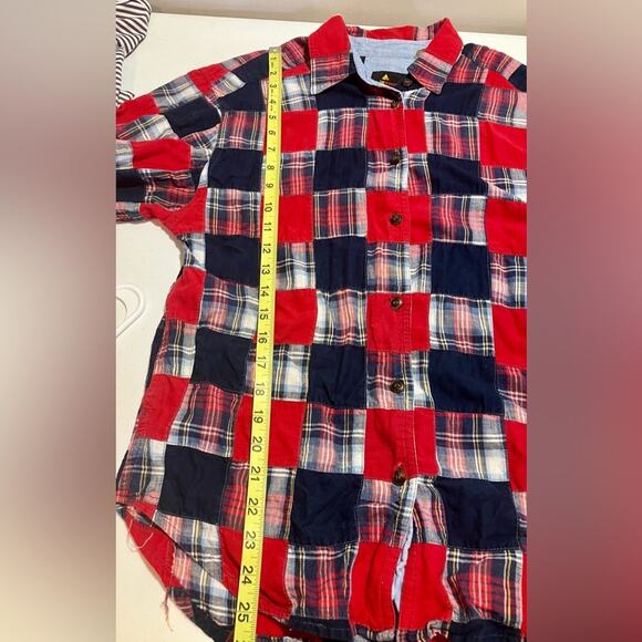 VTG Liz Claiborne Sport Patchwork Plaid Button Up Shirt Womens Size S Red - Picture 9 of 9